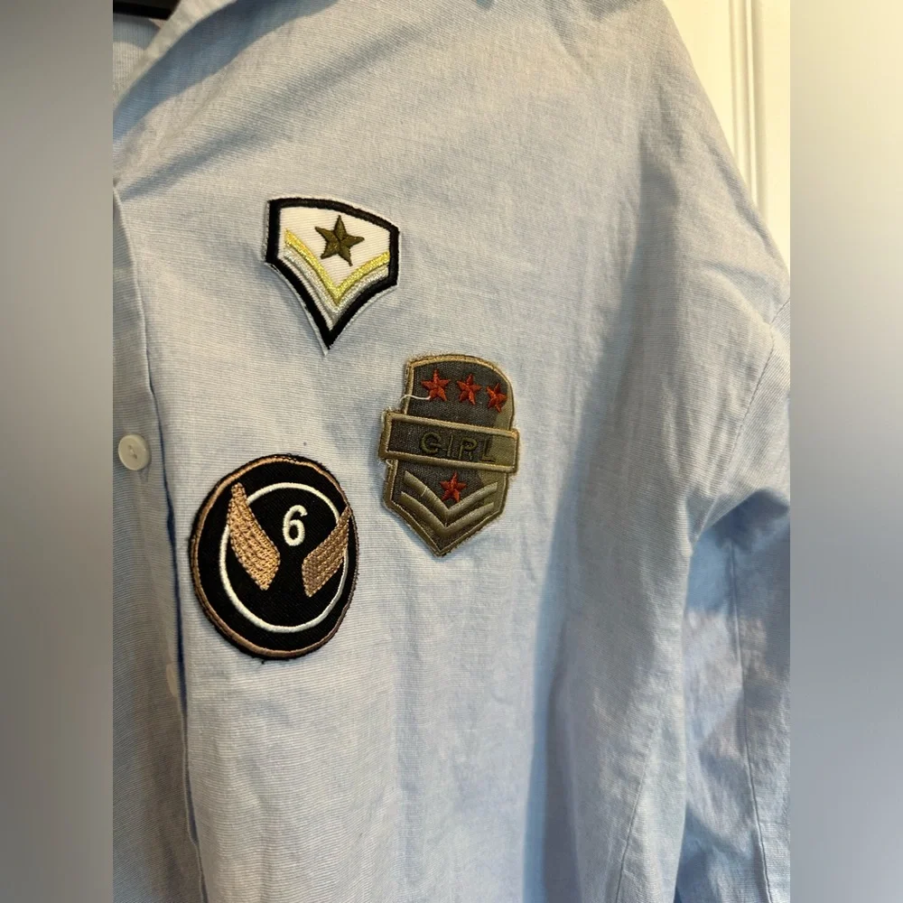 Zara Blue Military Shirt - Picture 4 of 5